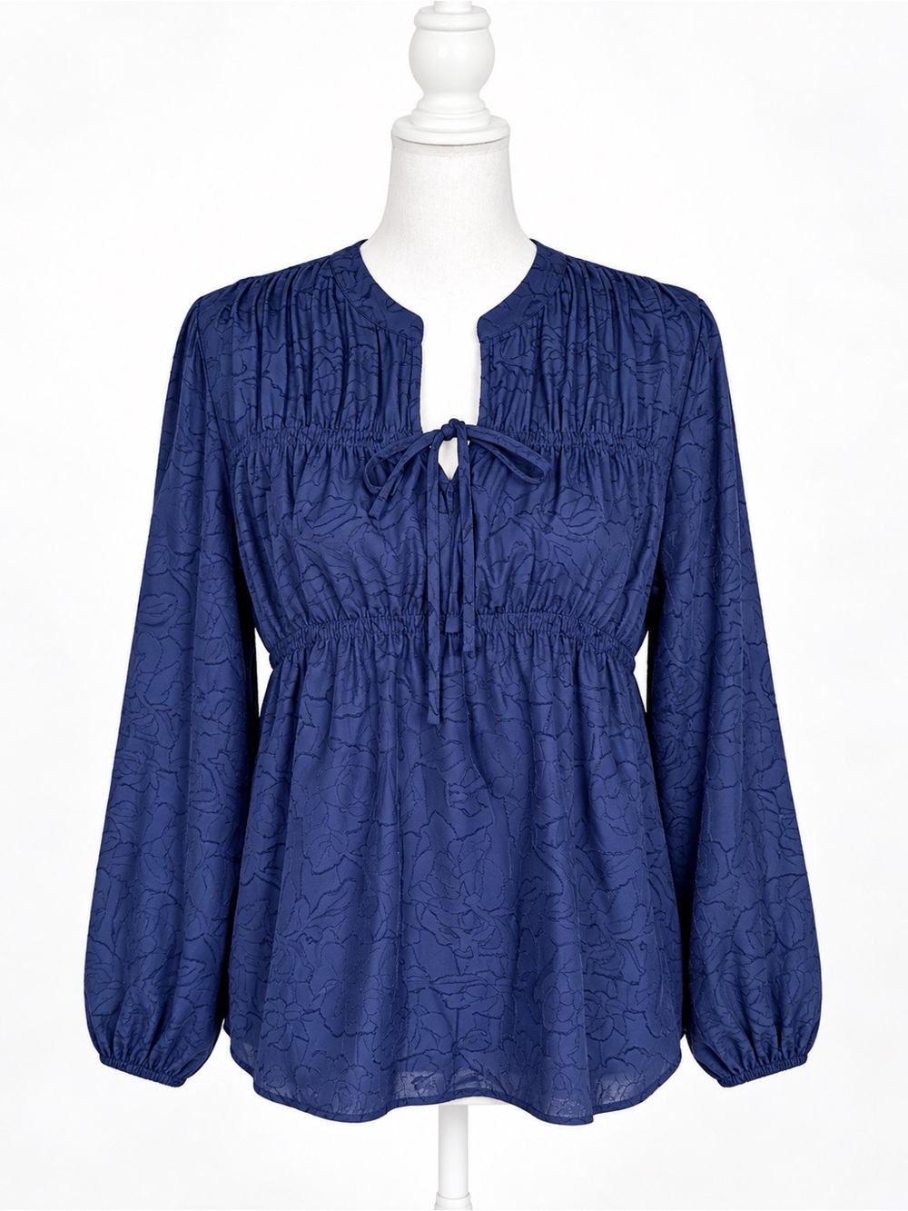 Mason & Belle Navy For loral Textured Blouse Size Medium NWT